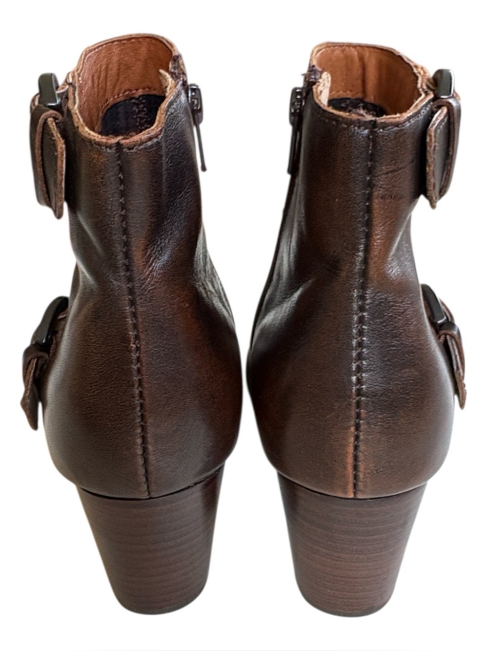 EUC Born Leather Heeled Ankle Boots Brown Size 7 - Picture 6 of 7